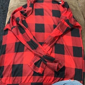 Red and Black Plaid Long Sleeve Shirt